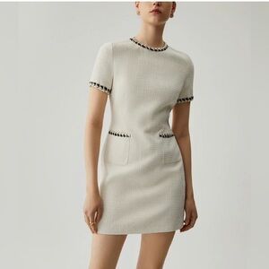 Commense Cream Mini Dress with Black Trim